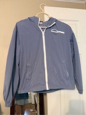 Brandy Melville Light Blue Hooded Zip Jacket with White Trim